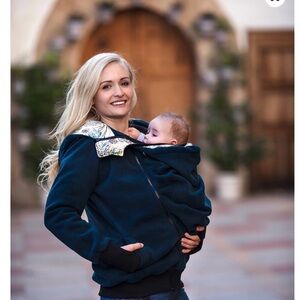 Navy Baby-wearing/ maternity fleece Jacket